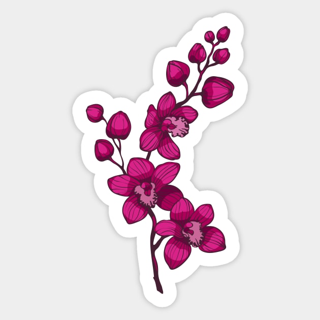 branch with purple orchid flowers Sticker by  ESHA-Studio